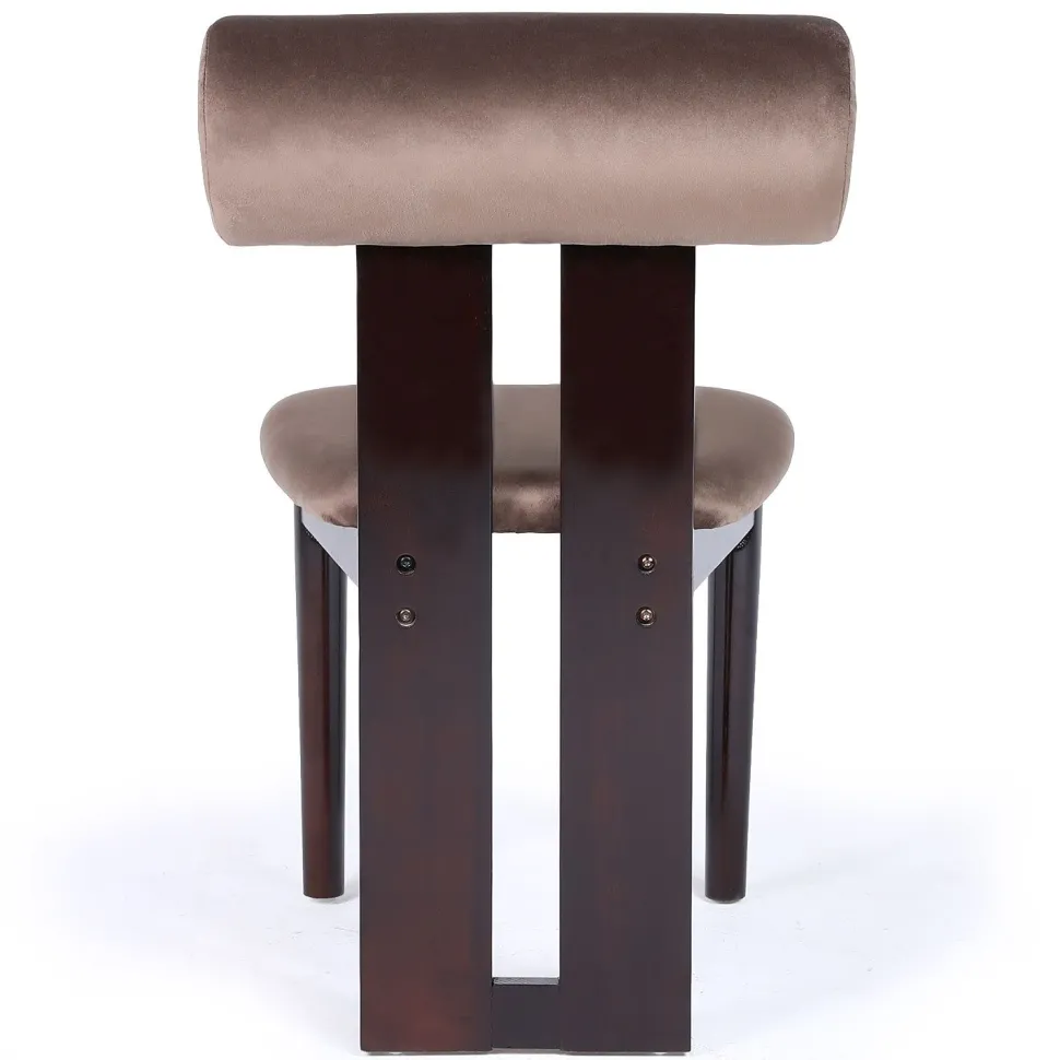 Chaise de salle à manger style intemporel Tuboli Bois foncé et Velours Marron