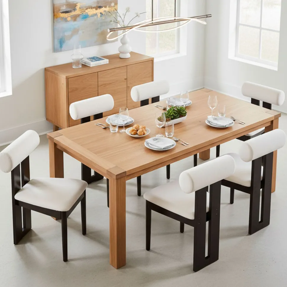 Chaise de salle à manger style intemporel Tuboli Bois foncé et Velours Crème
