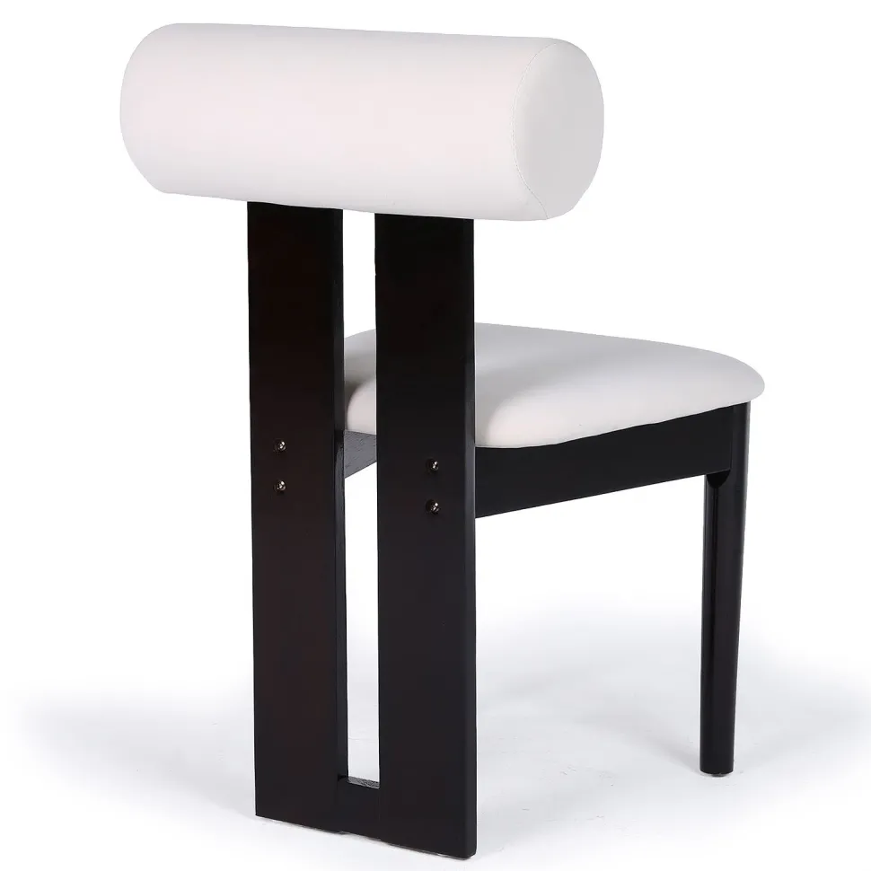 Chaise de salle à manger style intemporel Tuboli Bois foncé et Velours Crème