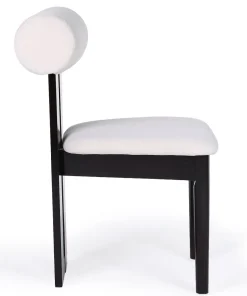 Chaise de salle à manger style intemporel Tuboli Bois foncé et Velours Crème