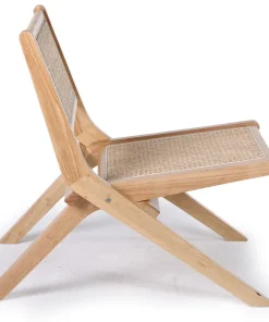 Chaise pliante Masdam Bois massif naturel et cannage en rotin