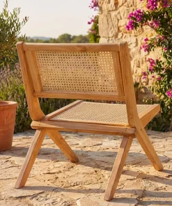Chaise pliante Masdam Bois massif naturel et cannage en rotin