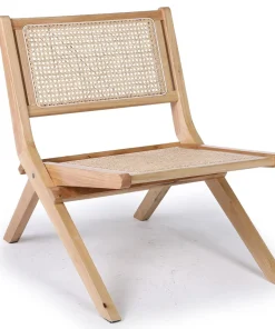 Chaise pliante Masdam Bois massif naturel et cannage en rotin