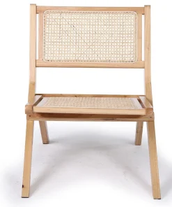 Chaise pliante Masdam Bois massif naturel et cannage en rotin