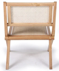 Chaise pliante Masdam Bois massif naturel et cannage en rotin
