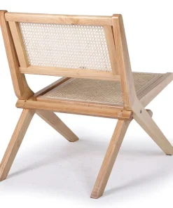 Chaise pliante Masdam Bois massif naturel et cannage en rotin