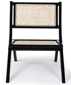 Chaise pliante Masdam Bois massif brun foncé et cannage en rotin