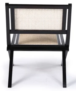 Chaise pliante Masdam Bois massif brun foncé et cannage en rotin
