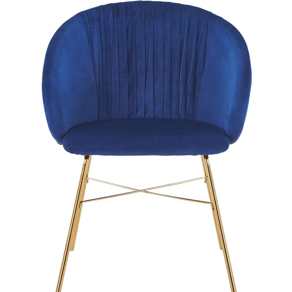 Chaise Smart Velours Bleu Pieds Or