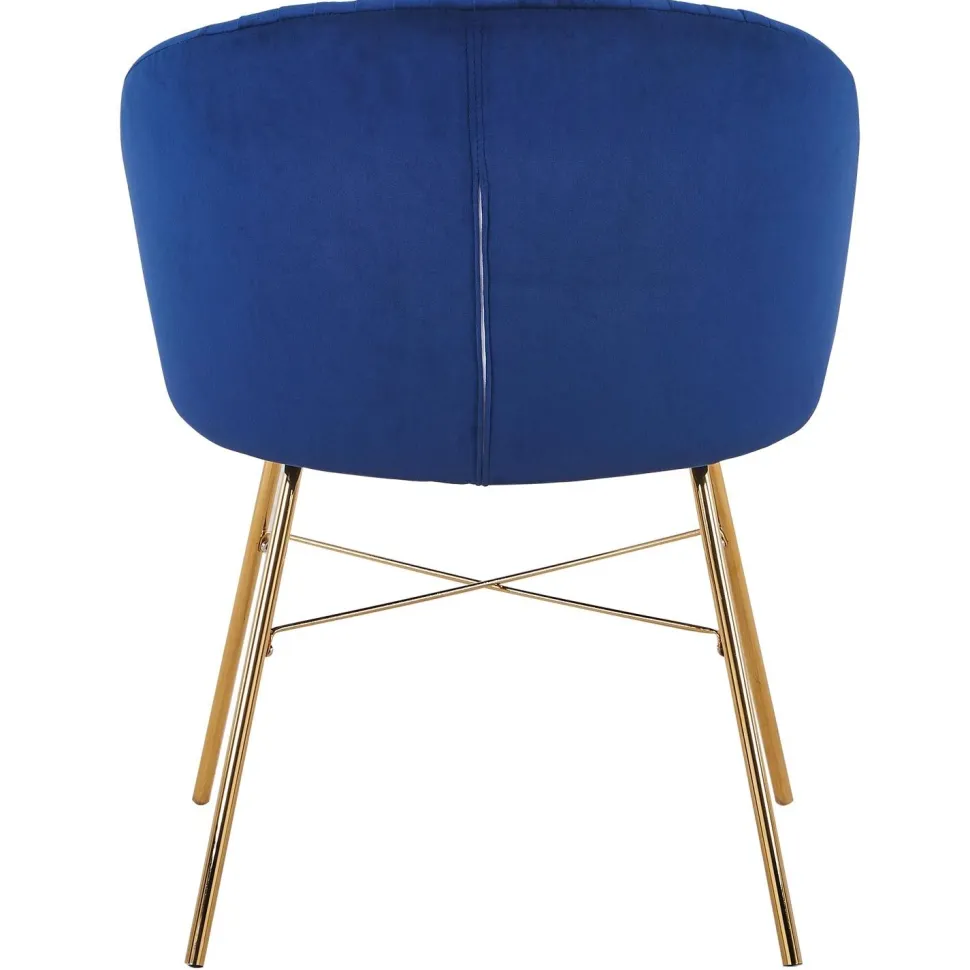 Chaise Smart Velours Bleu Pieds Or