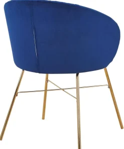 Chaise Smart Velours Bleu Pieds Or