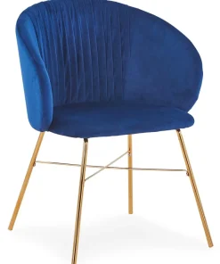 Chaise Smart Velours Bleu Pieds Or