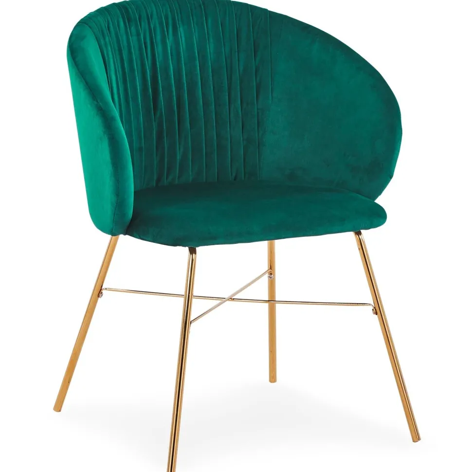 Chaise Smart Velours Vert Pieds Or