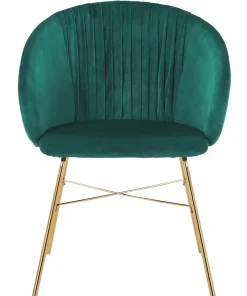 Chaise Smart Velours Vert Pieds Or