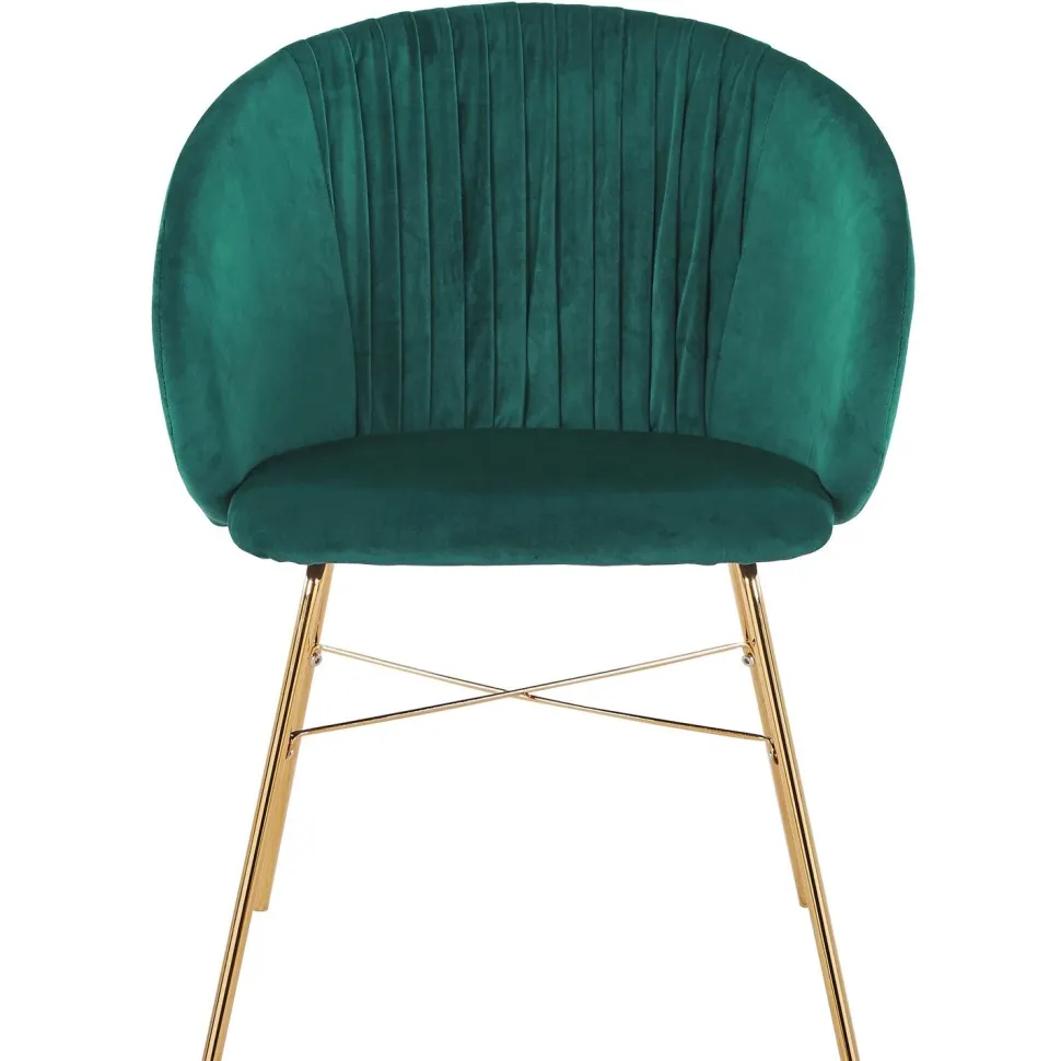 Chaise Smart Velours Vert Pieds Or