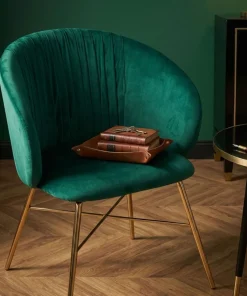 Chaise Smart Velours Vert Pieds Or