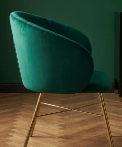 Chaise Smart Velours Vert Pieds Or