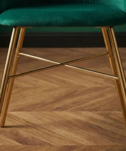 Chaise Smart Velours Vert Pieds Or