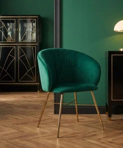 Chaise Smart Velours Vert Pieds Or