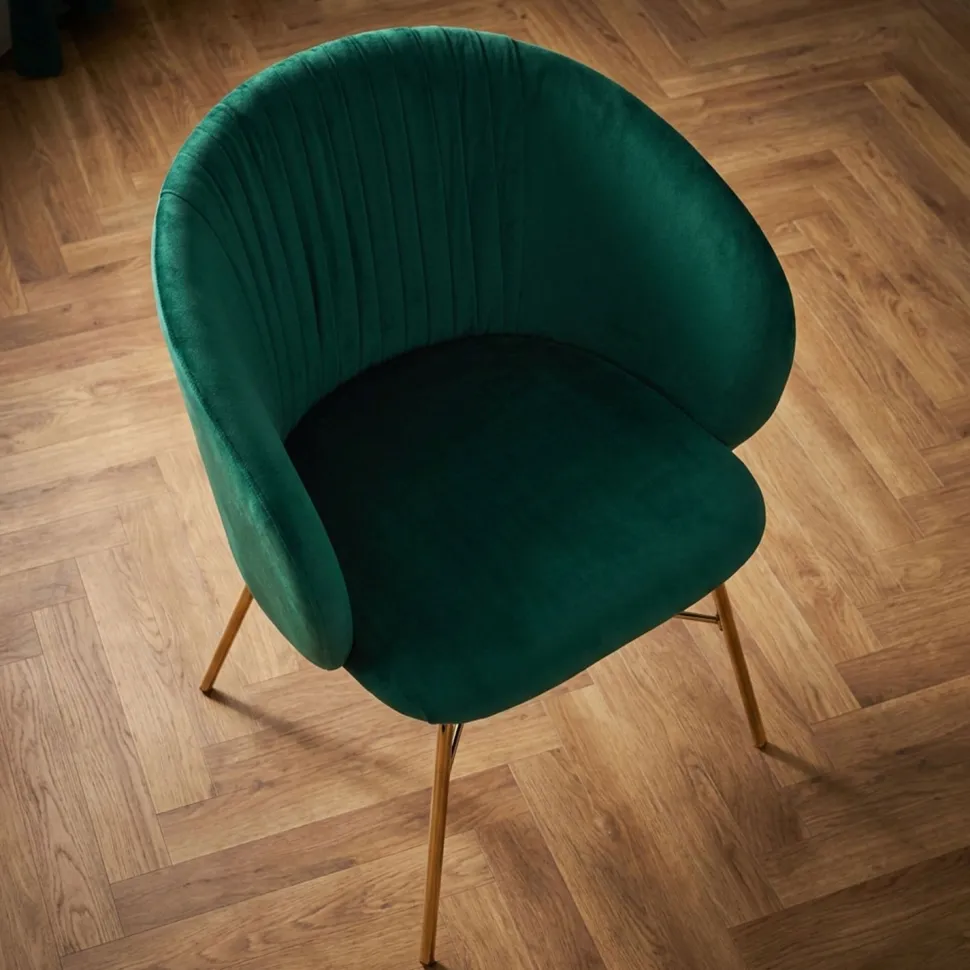 Chaise Smart Velours Vert Pieds Or