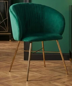 Chaise Smart Velours Vert Pieds Or
