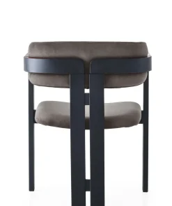Chaise style vintage moderne Vladmir Velours Anthracite et Bois massif Noir