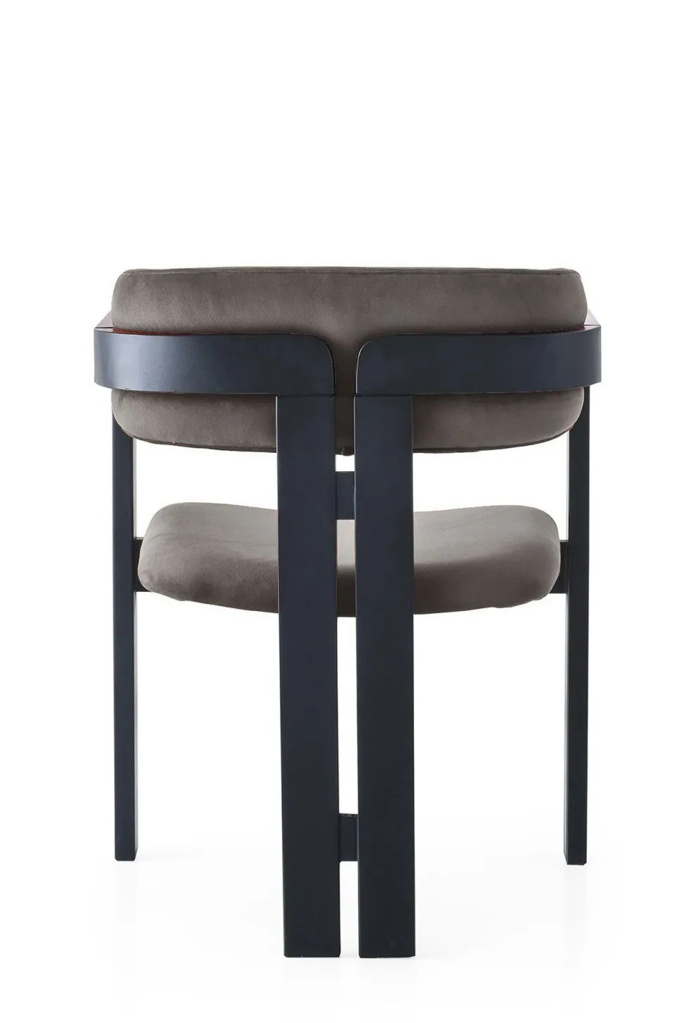 Chaise style vintage moderne Vladmir Velours Anthracite et Bois massif Noir