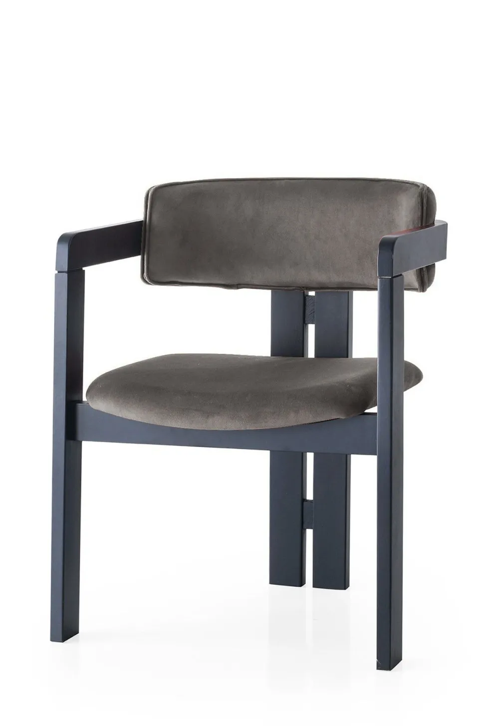 Chaise style vintage moderne Vladmir Velours Anthracite et Bois massif Noir