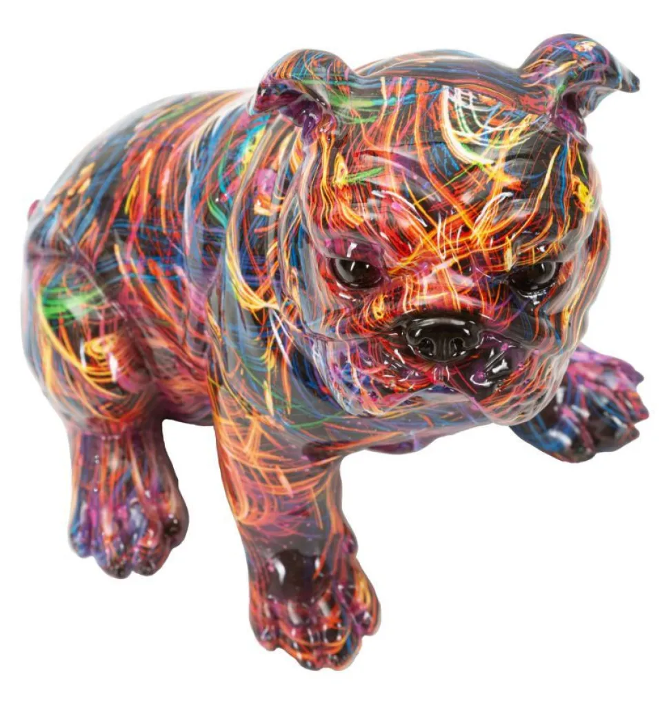 Chien Bulldog décoratif style Pop multicolore