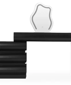 Coiffeuse avec 5 tiroirs arrondis et miroir design L102cm Mezade Noir