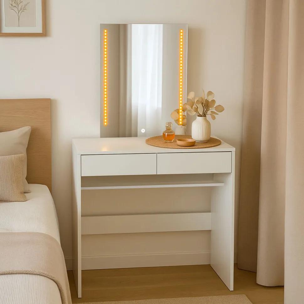 Coiffeuse avec miroir LED Talisma L80cm Blanc