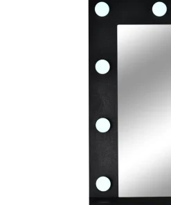 Coiffeuse moderne 13 tiroirs avec miroir lumineux et plateau en verre L120cm Probeauty Noir
