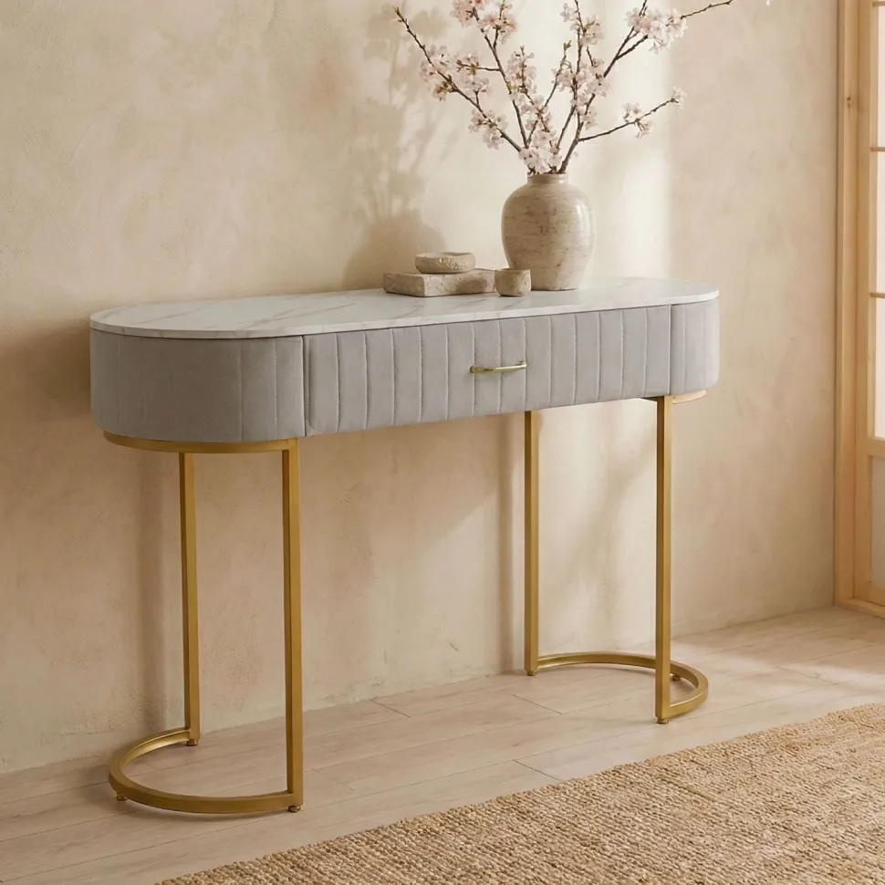 Coiffeuse Paloma 1 tiroir Velours Taupe