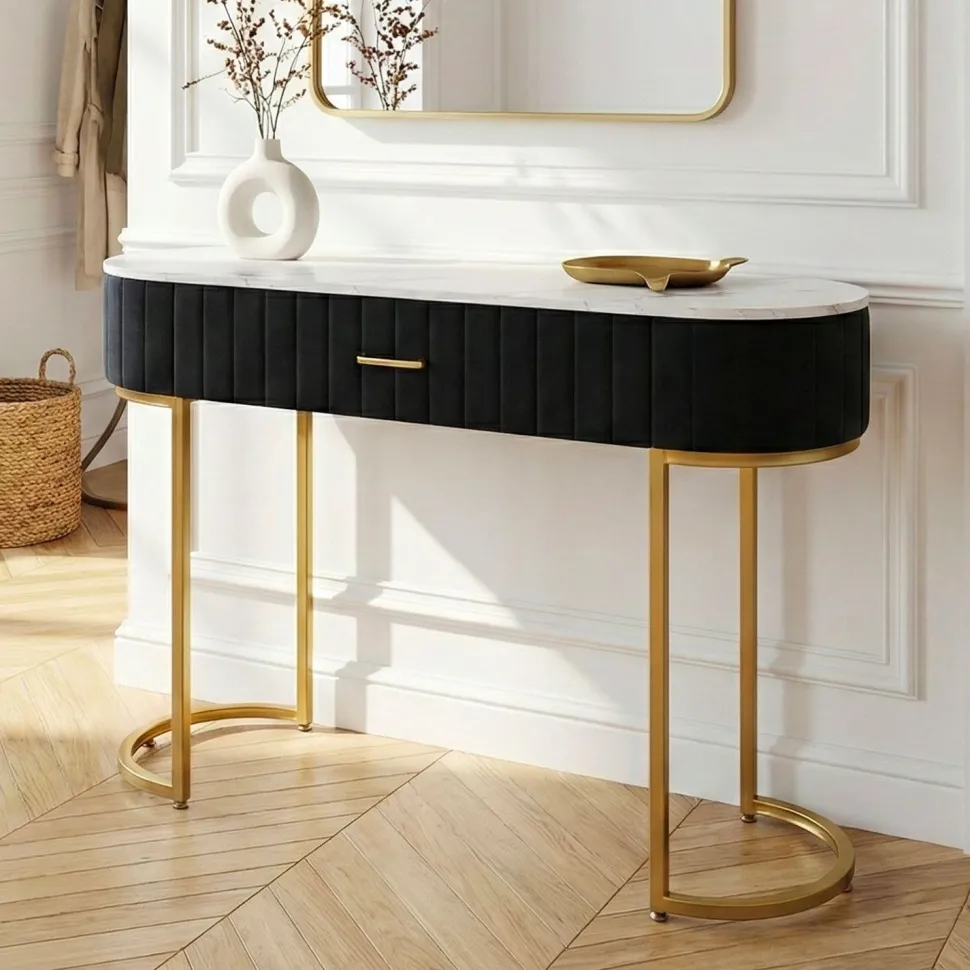 Coiffeuse Paloma 1 tiroir Velours Noir