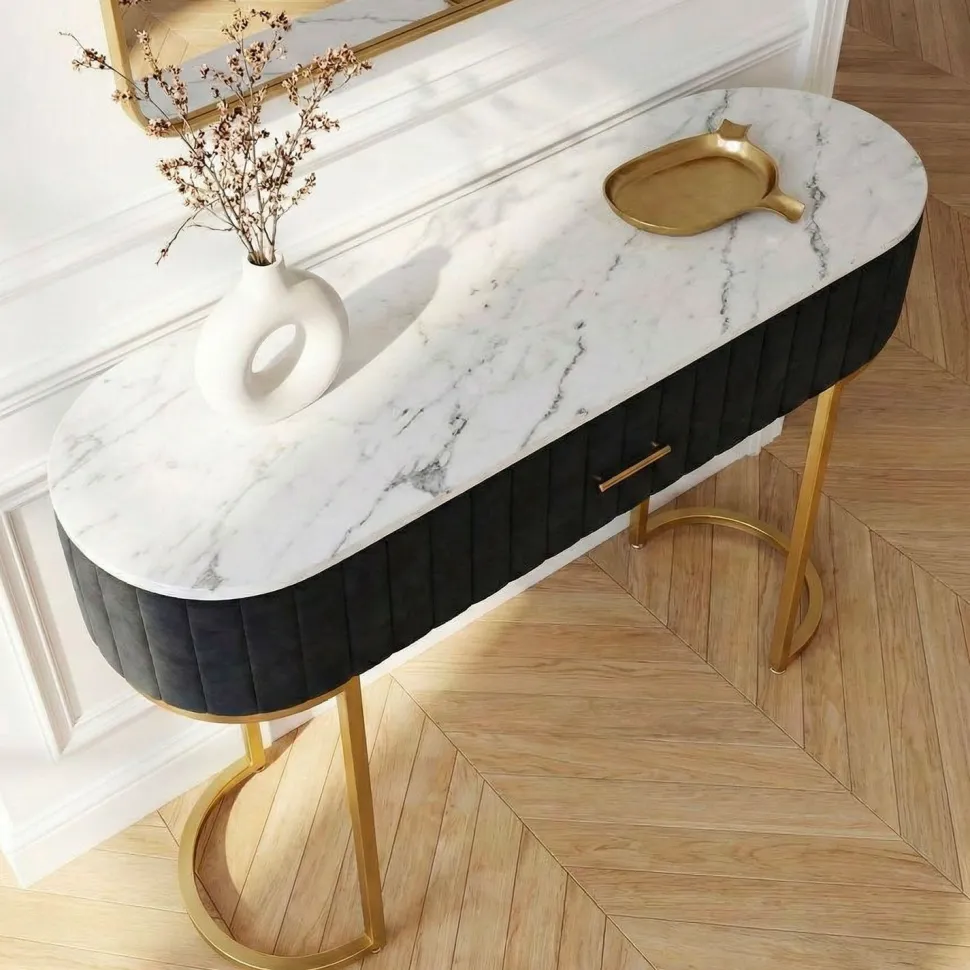 Coiffeuse Paloma 1 tiroir Velours Noir