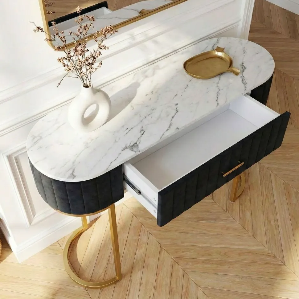 Coiffeuse Paloma 1 tiroir Velours Noir