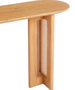 Console avec cannage 40x120cm Bohemia Chêne clair et Rotin
