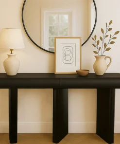 Console design 2 tiroirs L120cm avec pieds obliques Mezade Noir