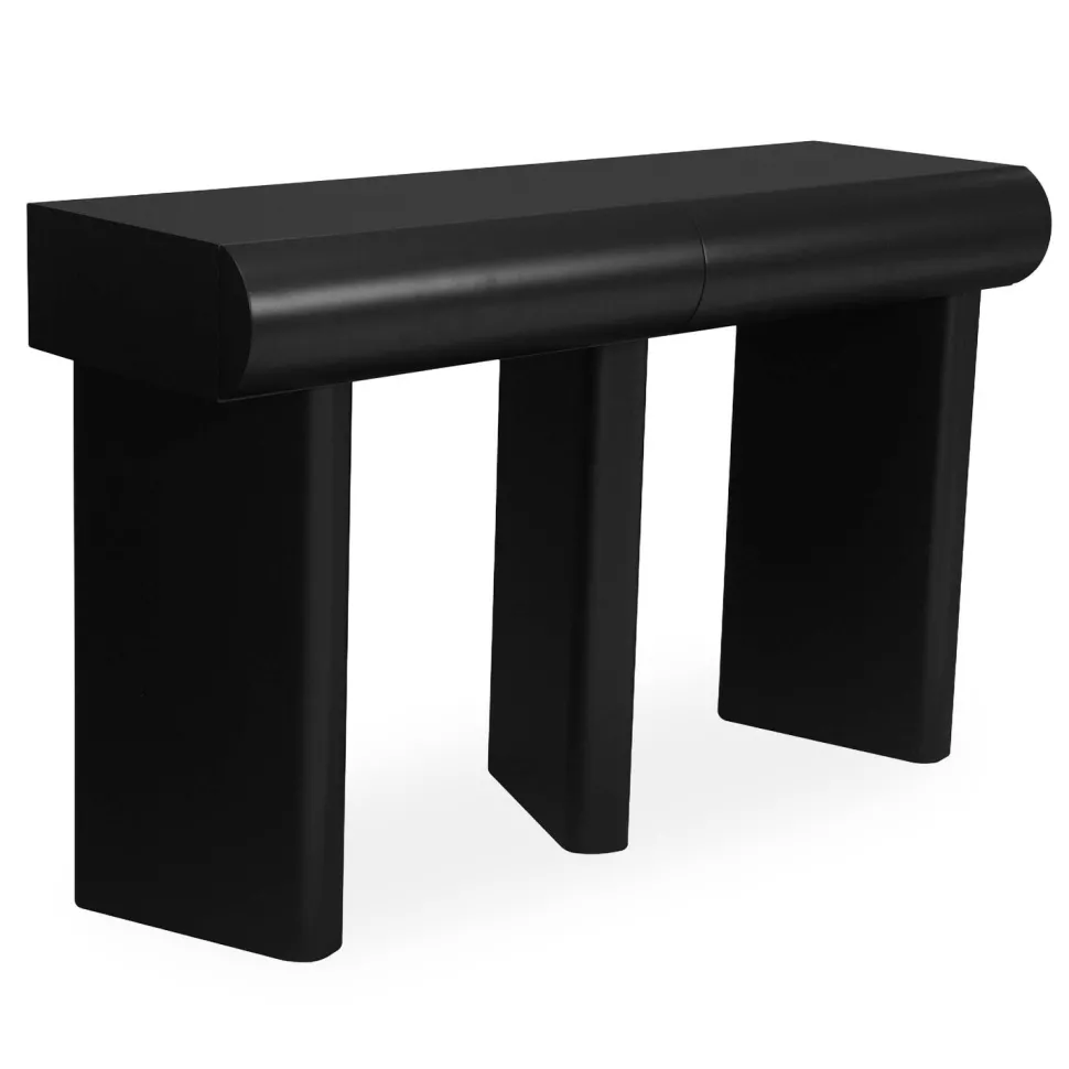 Console design 2 tiroirs L120cm avec pieds obliques Mezade Noir