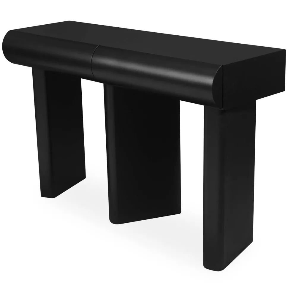 Console design 2 tiroirs L120cm avec pieds obliques Mezade Noir