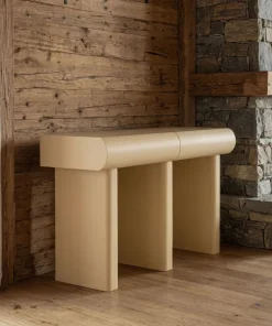 Console design 2 tiroirs L120cm avec pieds obliques Mezade Beige