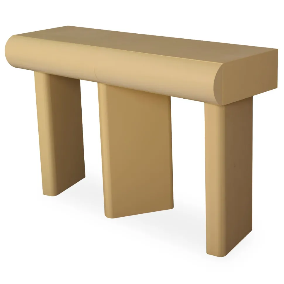 Console design 2 tiroirs L120cm avec pieds obliques Mezade Beige