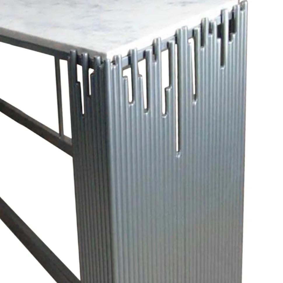 Console design Falbala Marbre Blanc et Métal Argent