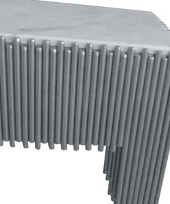 Console design Galantine Marbre Blanc pieds Argent