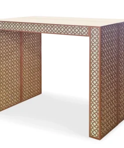 Console extensible L50-200cm Nassau Morocco design moucharabieh Beige et Bronze