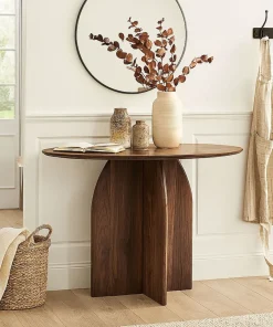 Console moderne ovale 120cm Calyptus Bois foncé