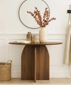 Console moderne ovale 120cm Calyptus Bois foncé