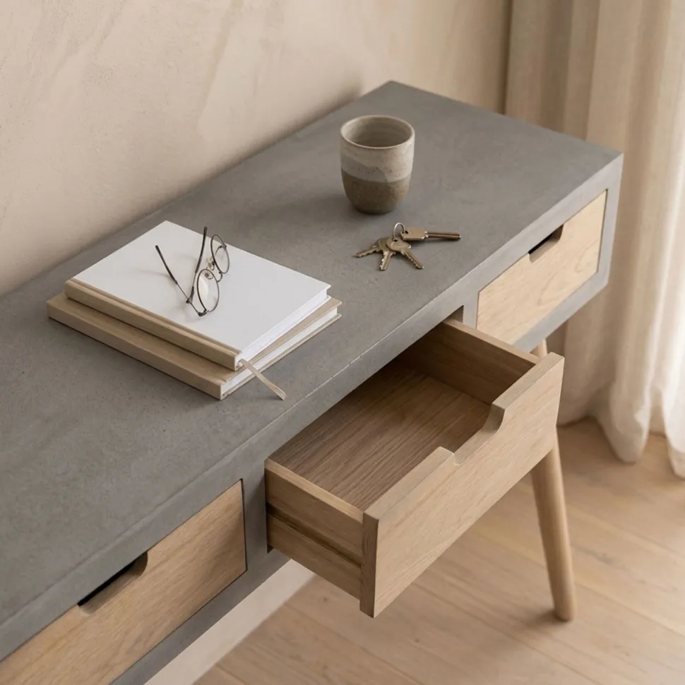 Console scandinave 3 tiroirs Tatum Gris