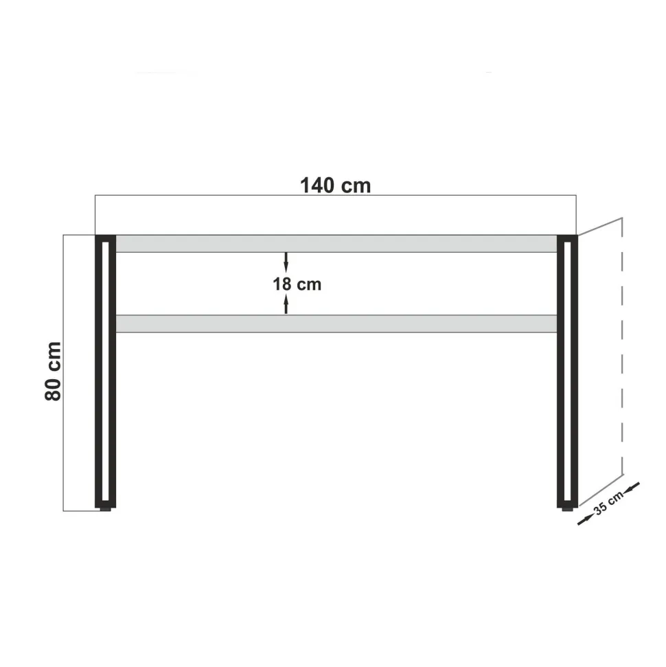 Console style industriel Senlid L140cm Métal Noir et Bios clair