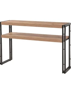 Console style industriel Senlid L140cm Métal Noir et Bios clair